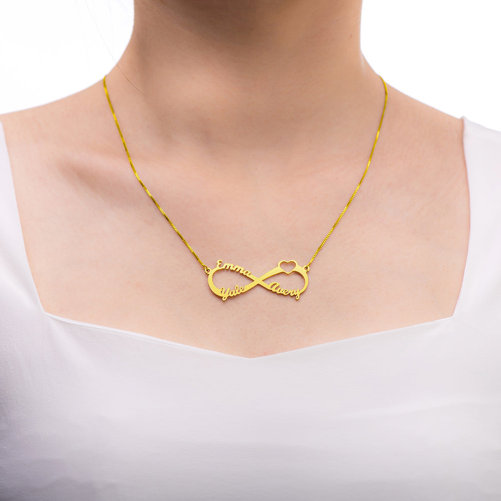Adorable Heart Infinity 3 Names Necklace