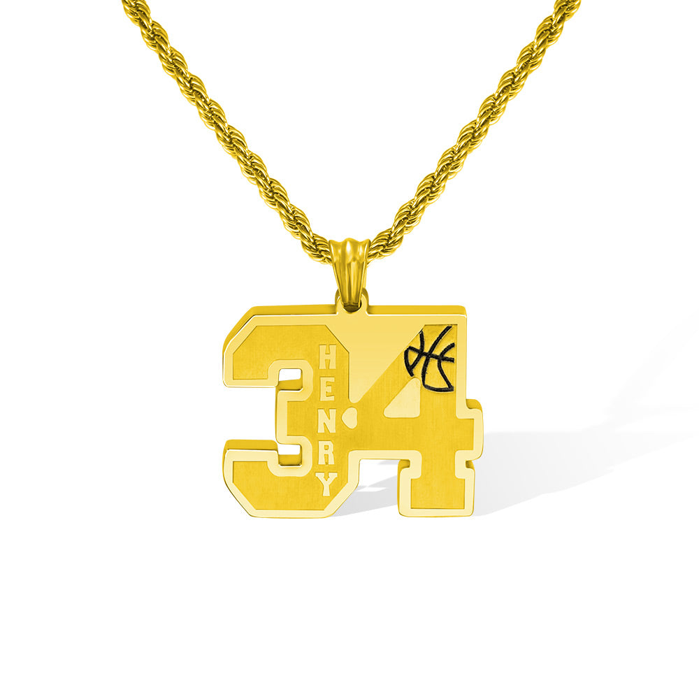 Custom Basketball Number Necklace with Name
