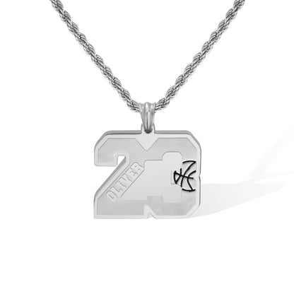 Custom Basketball Number Necklace with Name