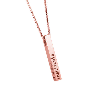 Engraved 4 Sides Bar Necklace Stainless Steel