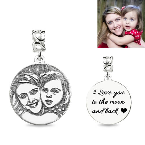 Engravable Sterling Silver Circle Photo Charm