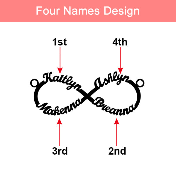 Personalized Infinity Name Necklace - 4 Names