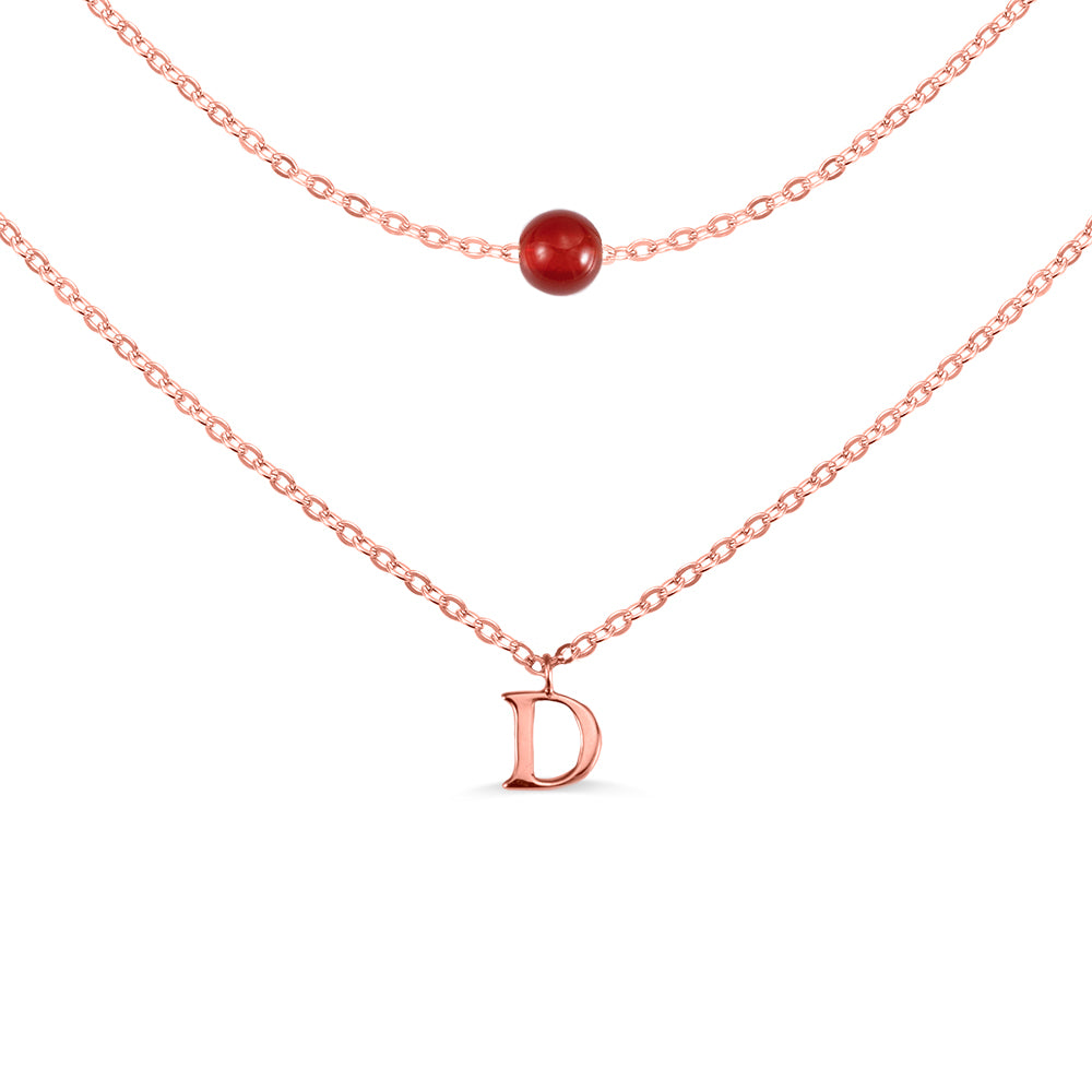 Personalized Double-Layer Initial Necklace with Birthstone