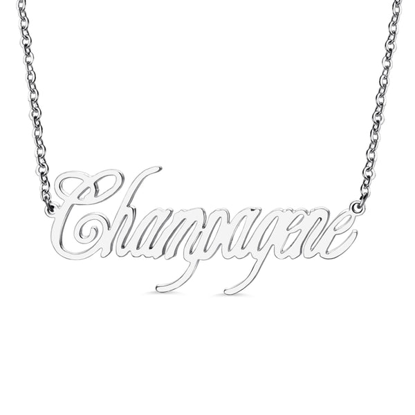 Contemporary Font Unique Name Necklace Sterling Silver