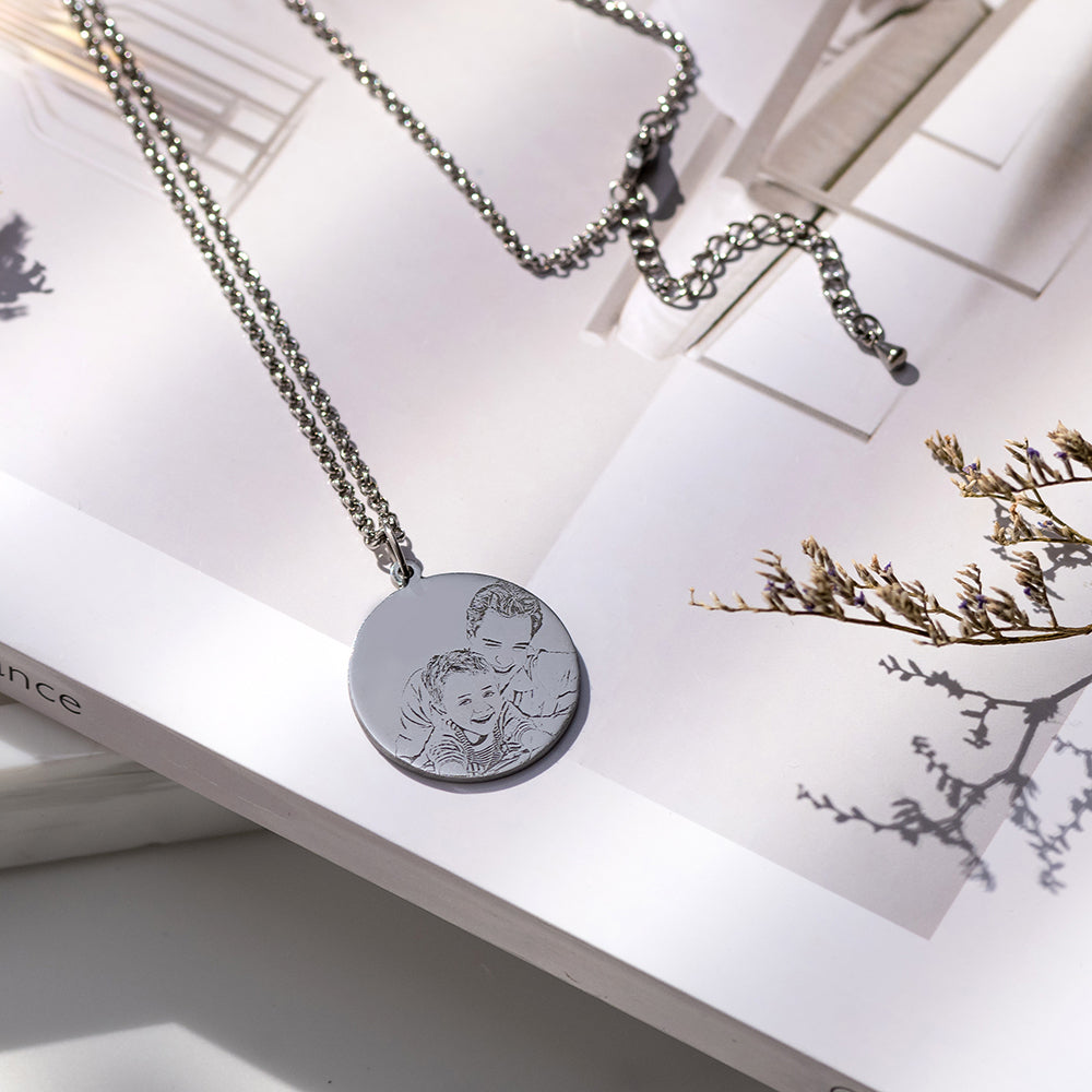 Personalized Photo Engraved Necklace Stainless Steel