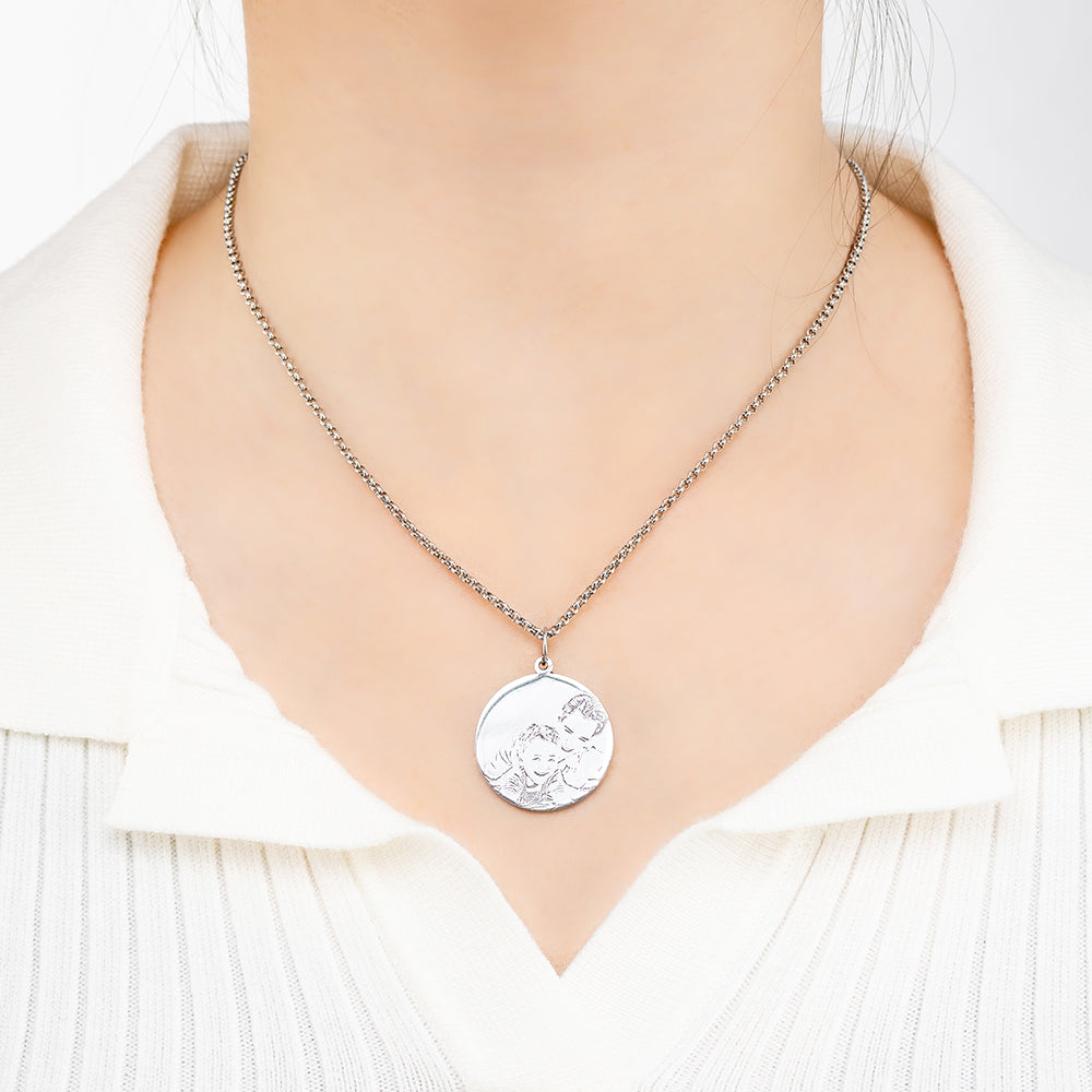 Personalized Photo Engraved Necklace Stainless Steel