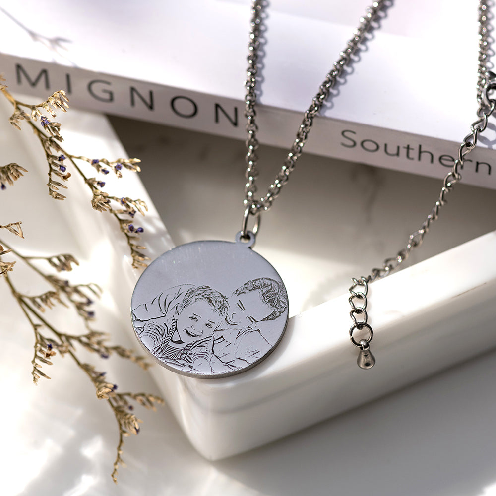 Personalized Photo Engraved Necklace Stainless Steel