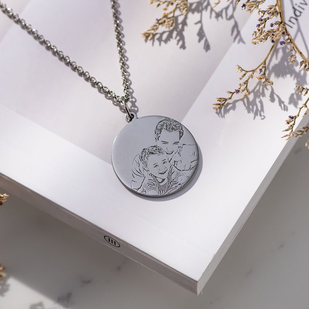 Personalized Photo Engraved Necklace Stainless Steel