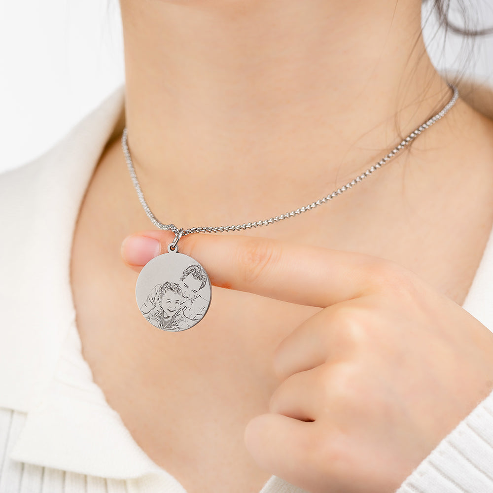Personalized Photo Engraved Necklace Stainless Steel