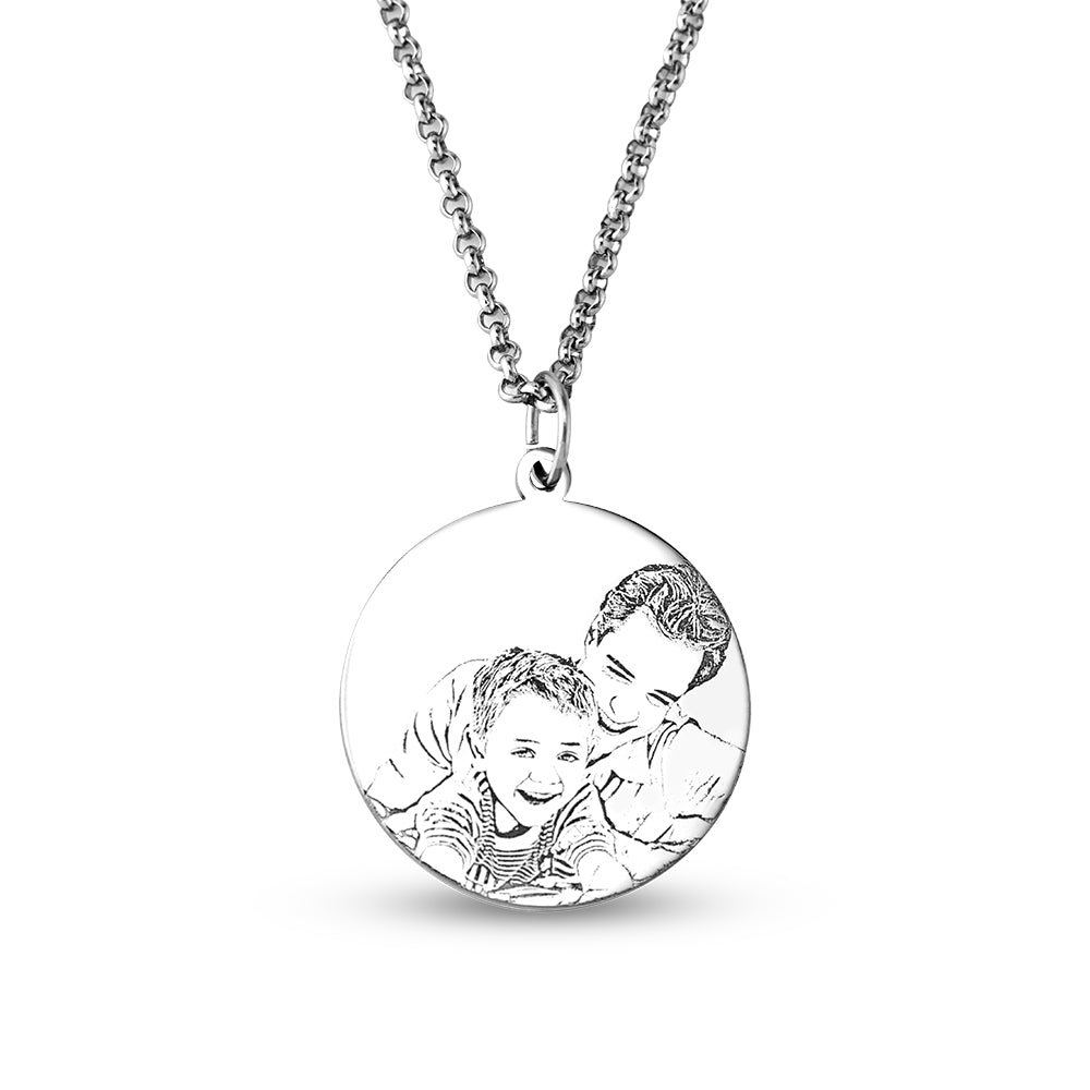 Personalized Photo Engraved Necklace Stainless Steel