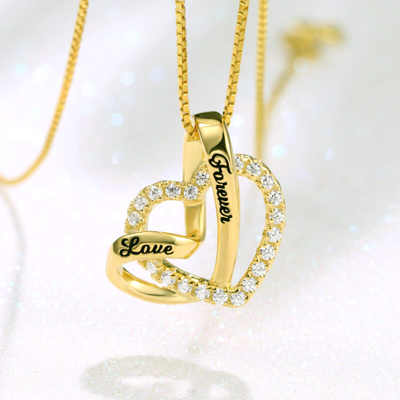 "Love Forever" Heart In Heart Necklace Sterling Silver