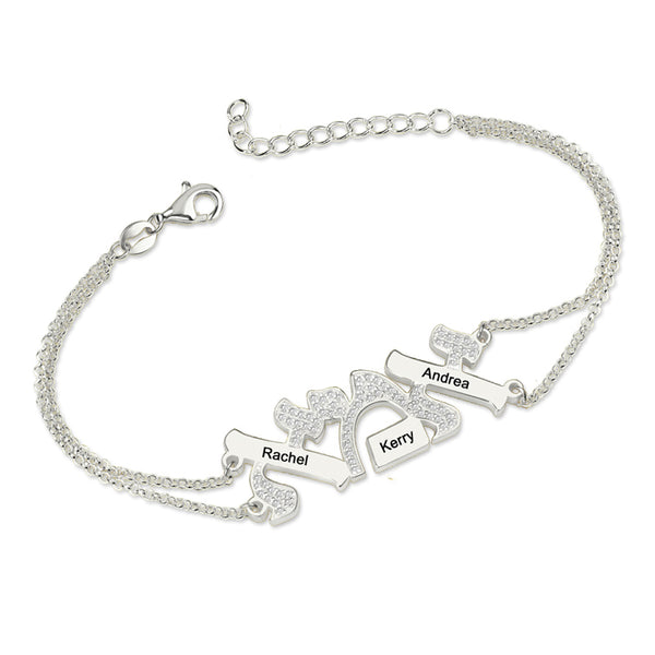 Hebrew "Mother" Name Bracelet With Diamond