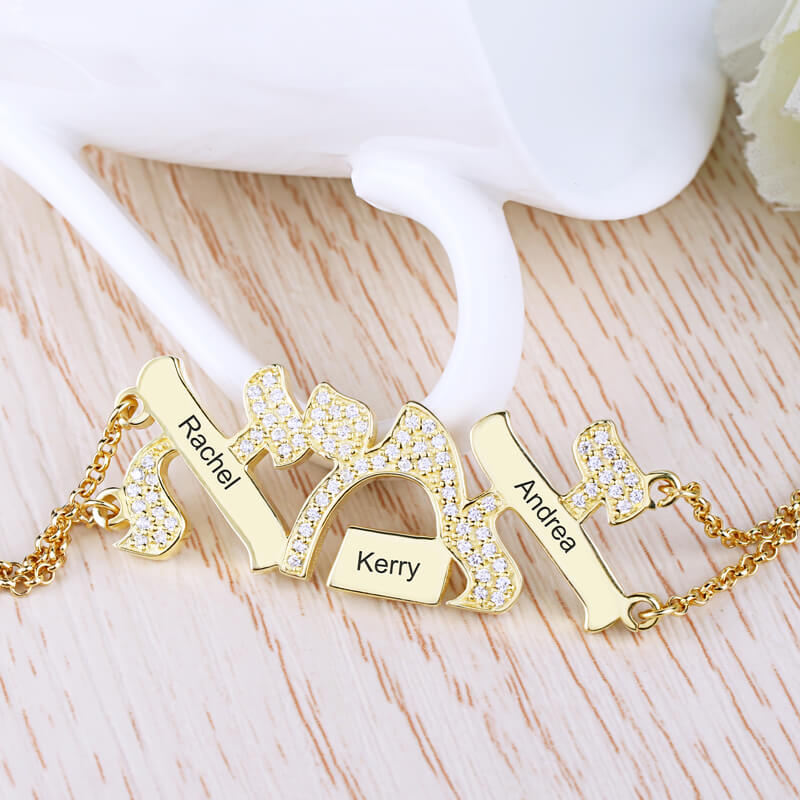 Hebrew "Mother" Name Bracelet With Diamond