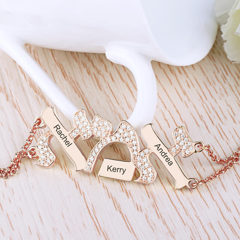 Hebrew "Mother" Name Bracelet With Diamond
