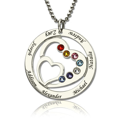Heart in Heart Birthstone Name Necklace Gift Card & Box Set
