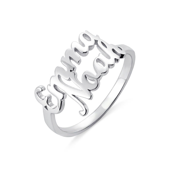 Personalized Double Name Ring Gift Sterling Silver