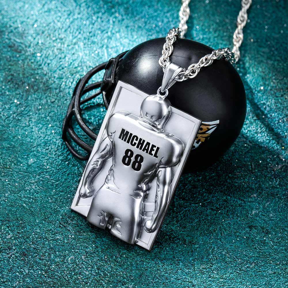 Personalized Football Necklace with Number and Name
