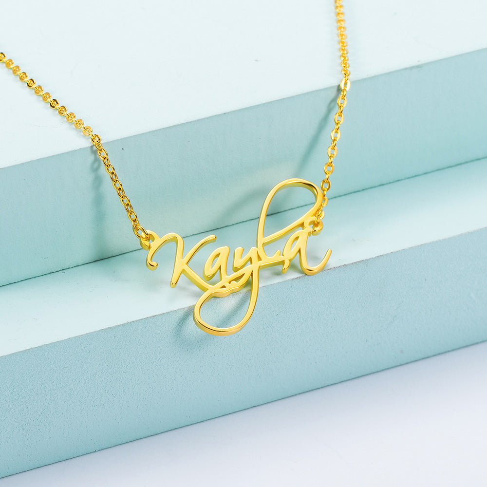 Personalized Calligraphy Name Necklace Silver