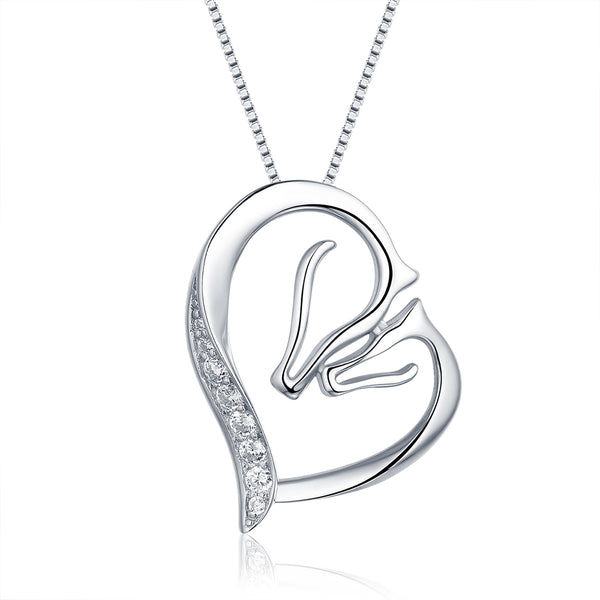 Mother Horse And Baby Horse Necklace Sterling Silver