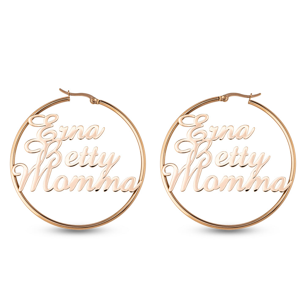Personalized 3 Names Hoops Earring