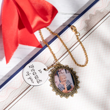 Personalized Graduation Cap Charm with Memorial Photo + Disc