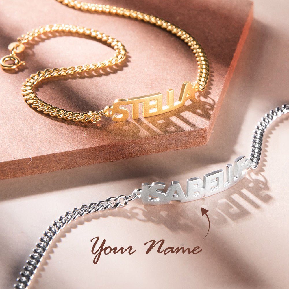 Personalized Bold Curb Chain Name Bracelet