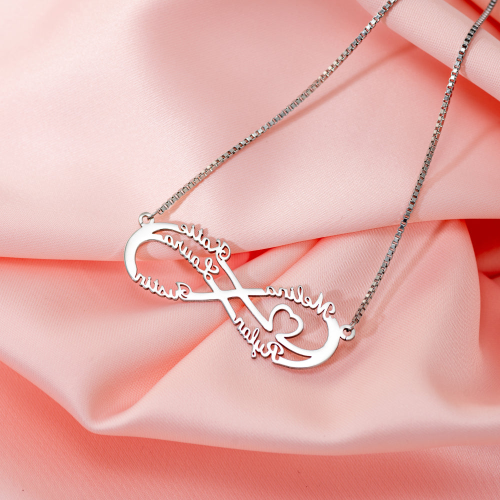Silver Infinity Necklace With 5 Names