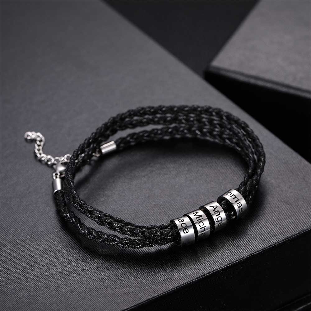 Men Bracelet with Custom Stainless Steel Beads