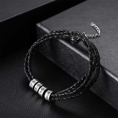 Men Bracelet with Custom Stainless Steel Beads