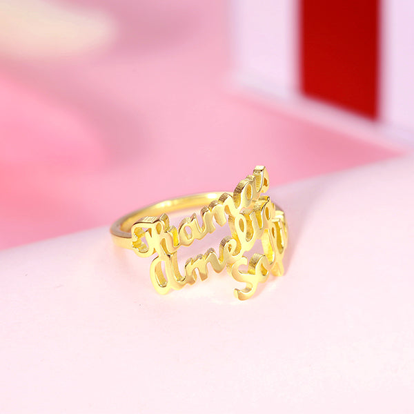 Personalized 3 Names Ring in Silver - Jadd Designs 