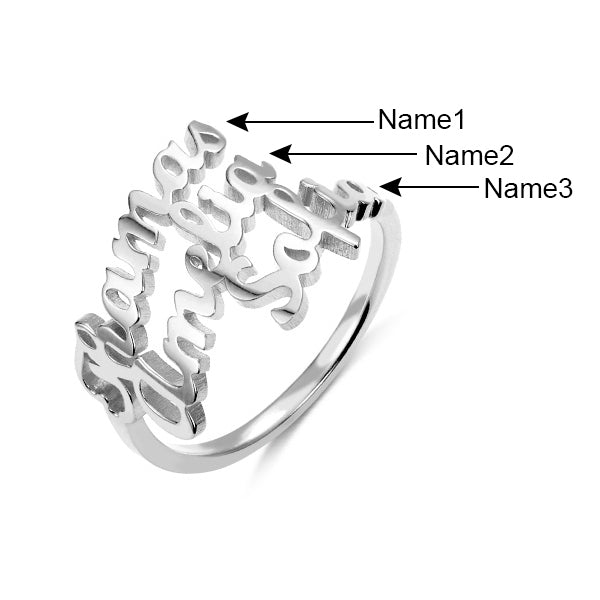 Personalized 3 Names Ring in Silver - Jadd Designs 