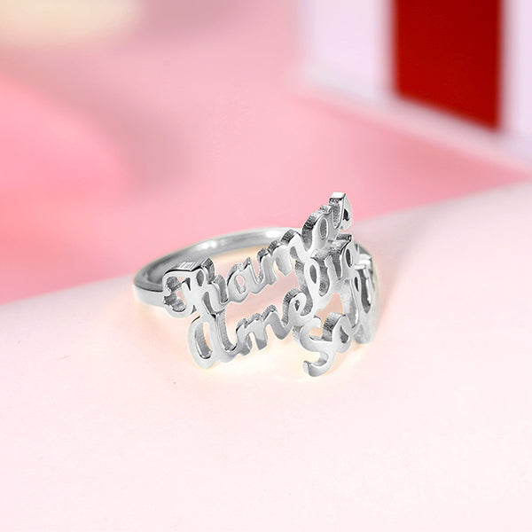 Personalized 3 Names Ring in Silver - Jadd Designs 