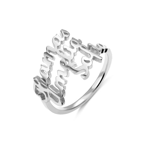 Personalized 3 Names Ring in Silver - Jadd Designs 