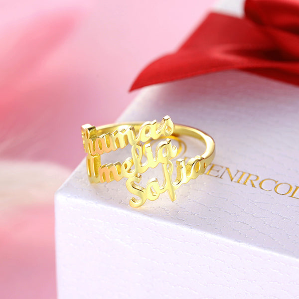 Personalized 3 Names Ring in Silver - Jadd Designs 