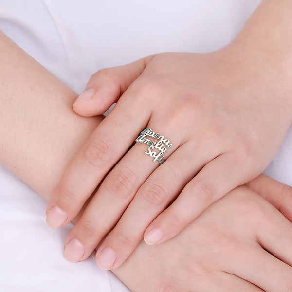 Personalized 3 Names Ring in Silver - Jadd Designs 