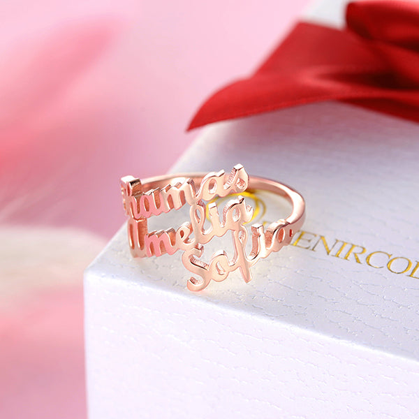 Personalized 3 Names Ring in Silver - Jadd Designs 