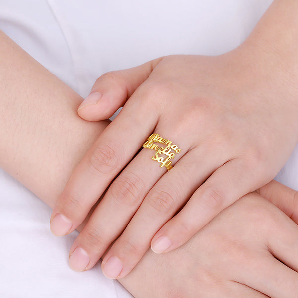 Personalized 3 Names Ring in Silver - Jadd Designs 