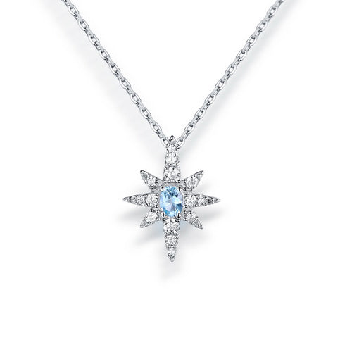 North Star Gemstone Pendant Sterling Silver 18" Chain