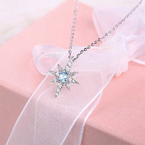 North Star Gemstone Pendant Sterling Silver 18" Chain