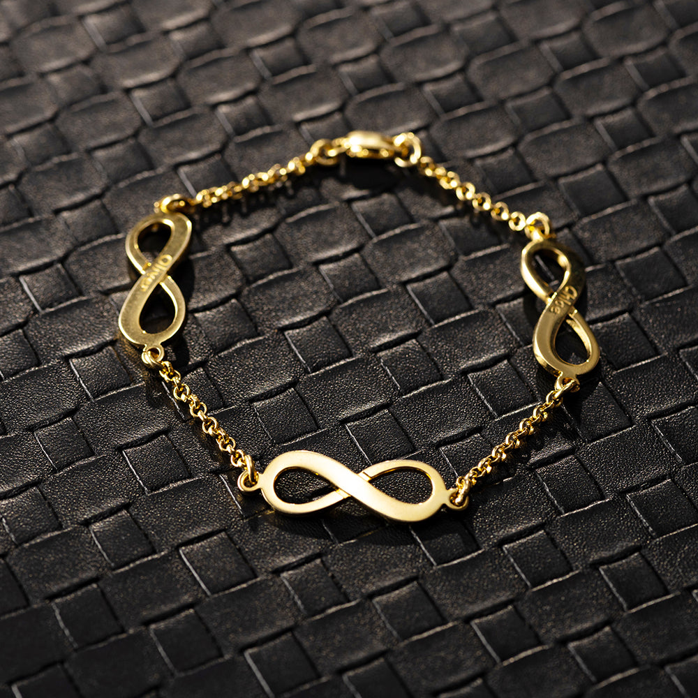 Personalized Triple Infinity Name Bracelet Sterling Silver