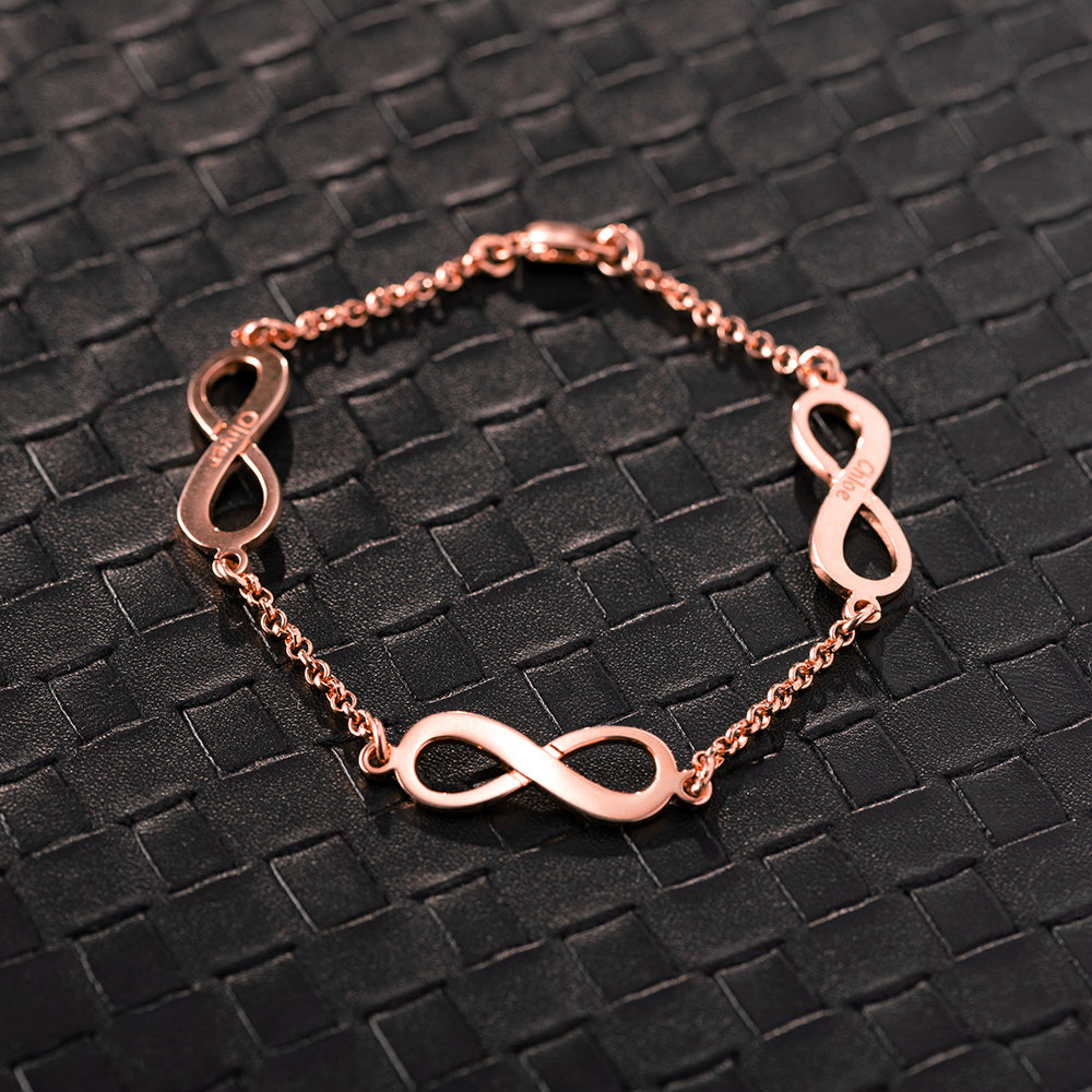 Personalized Triple Infinity Name Bracelet Sterling Silver