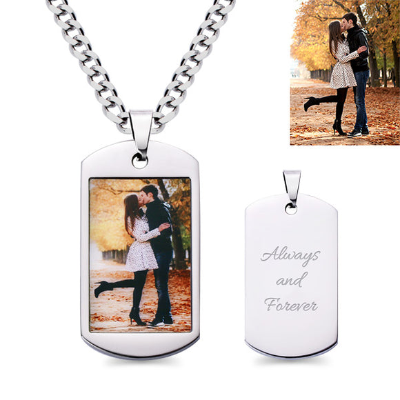 Custom Stainless Steel Photo Dog Tag Necklace & Keychain