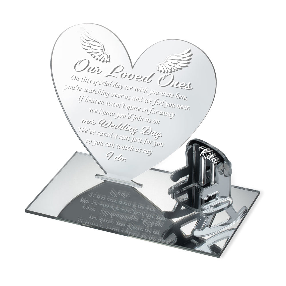 Personalized Table Top Plaque centerpiece with Empty Chairs-Acrylic