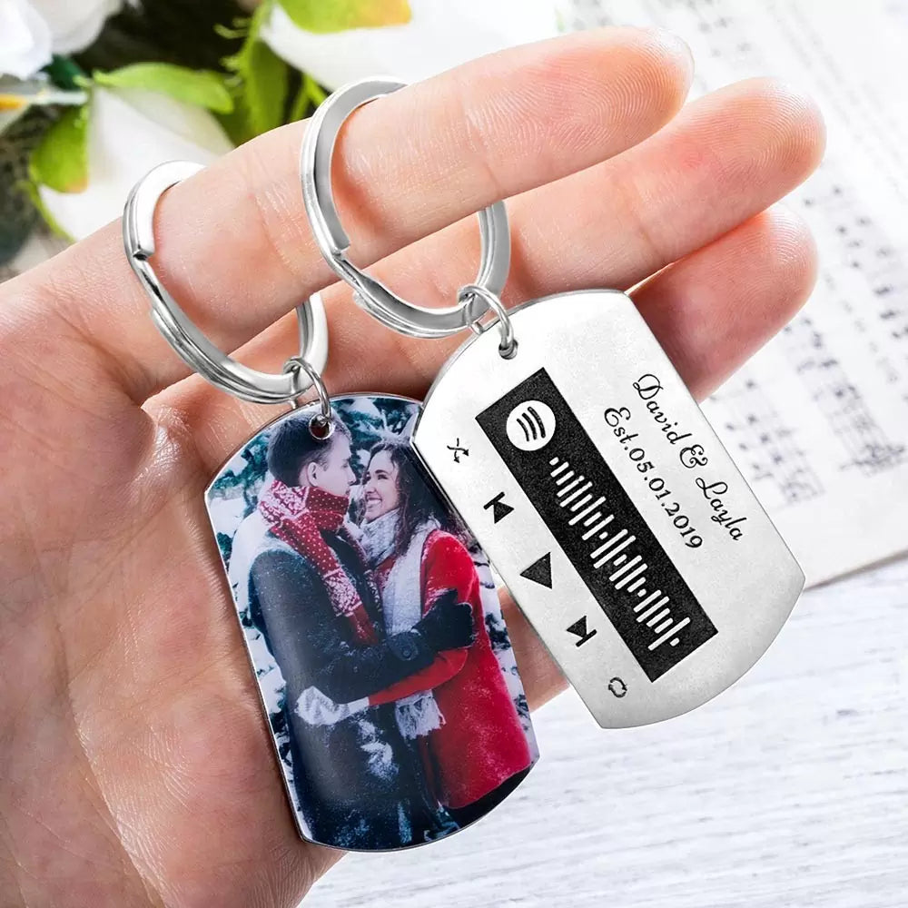 Personalized Photo Love Songs Code Keychain Gift