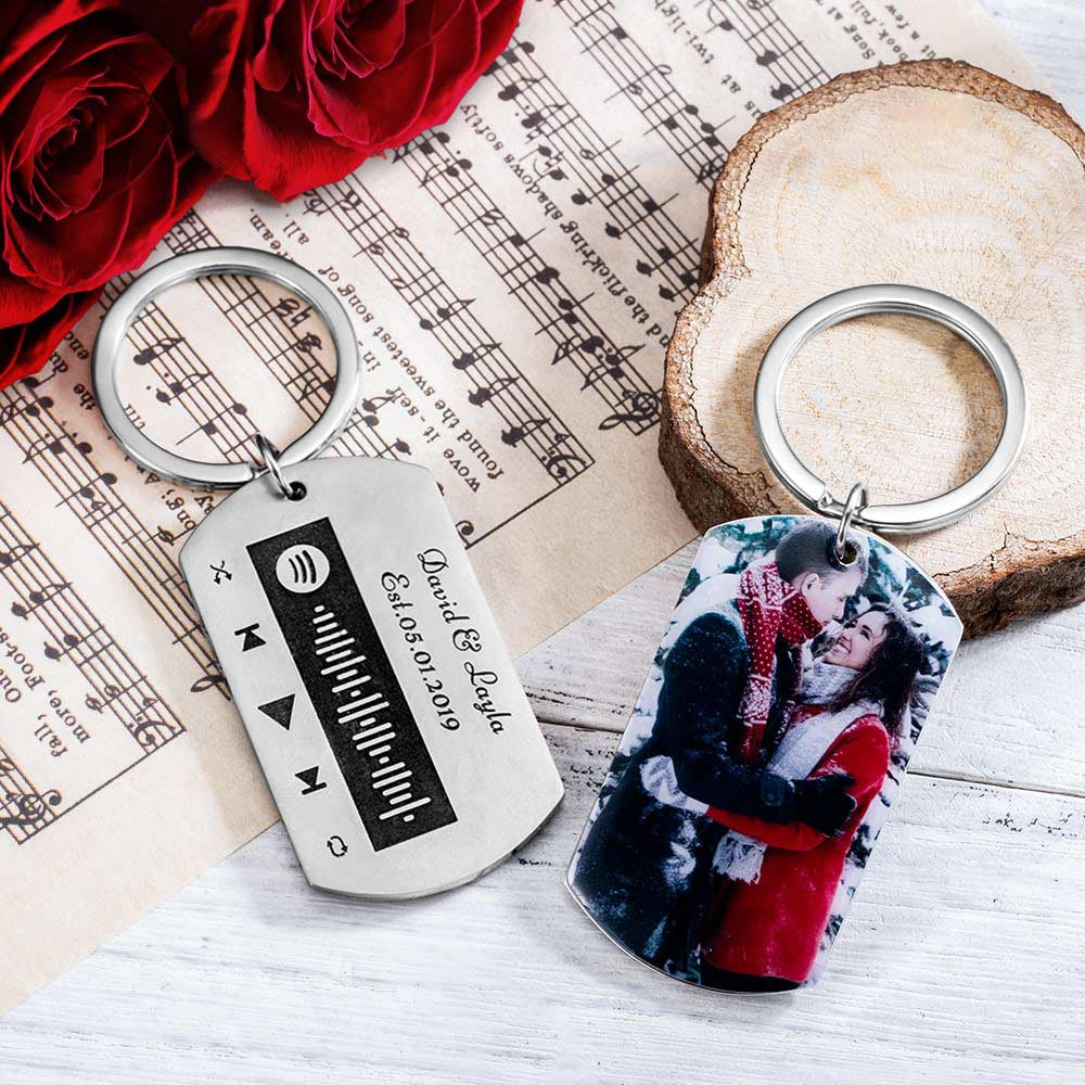 Personalized Photo Love Songs Code Keychain Gift