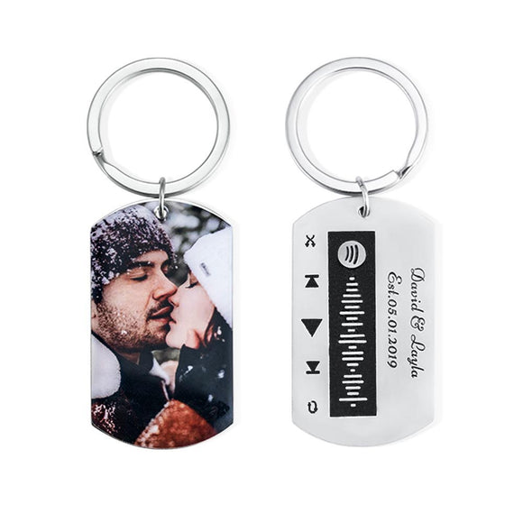 Personalized Photo Love Songs Code Keychain Gift