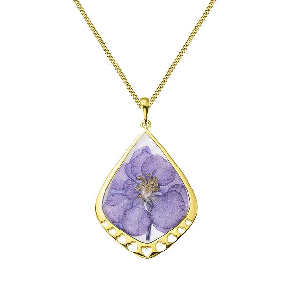 Personalized Birth Real Flower Drop Shape Necklace