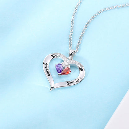 Forever Together Engraved Birthstone Necklace in Silver