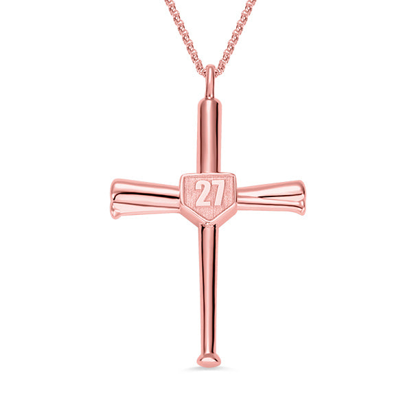 Engraved Double Side Baseball Cross Necklace