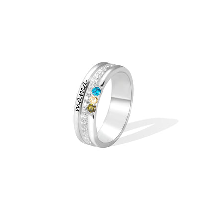Personalized Mama Ring with Birthstone Brass
